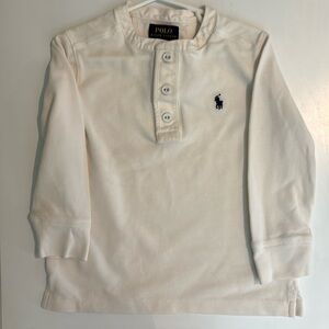Boys Long Sleeve Henley Ralph Lauren Cream Shirt